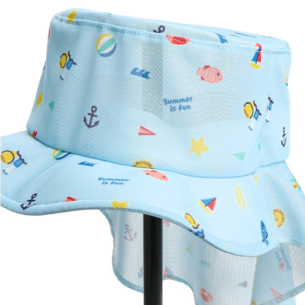 水陸両用垂れ付きメッシュハット（総柄）