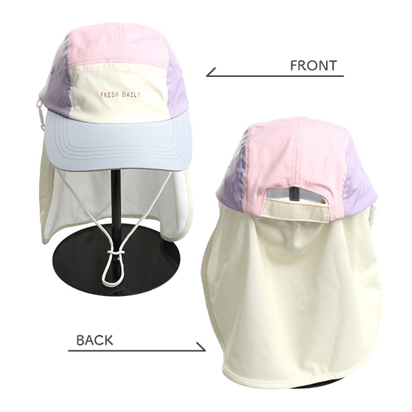 水陸両用垂れ付き冷感キャップ（配色・ジェット）