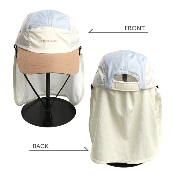 水陸両用垂れ付き冷感キャップ（配色・ジェット）