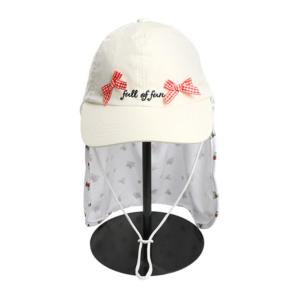 水陸両用垂れ付き冷感キャップ（いちご）