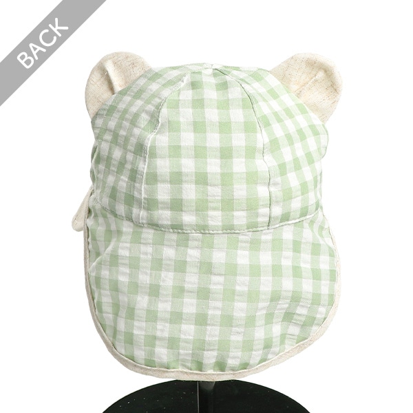 垂れ付き耳あり帽子（ナチュラルチェック）