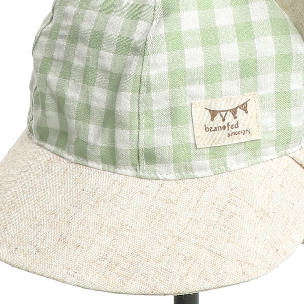 垂れ付き耳あり帽子（ナチュラルチェック）