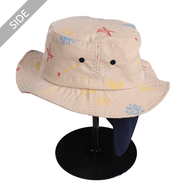 垂れ付きバケットハット（恐竜総柄）