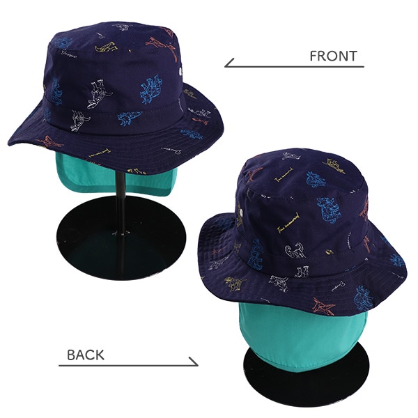 垂れ付きバケットハット（恐竜総柄）