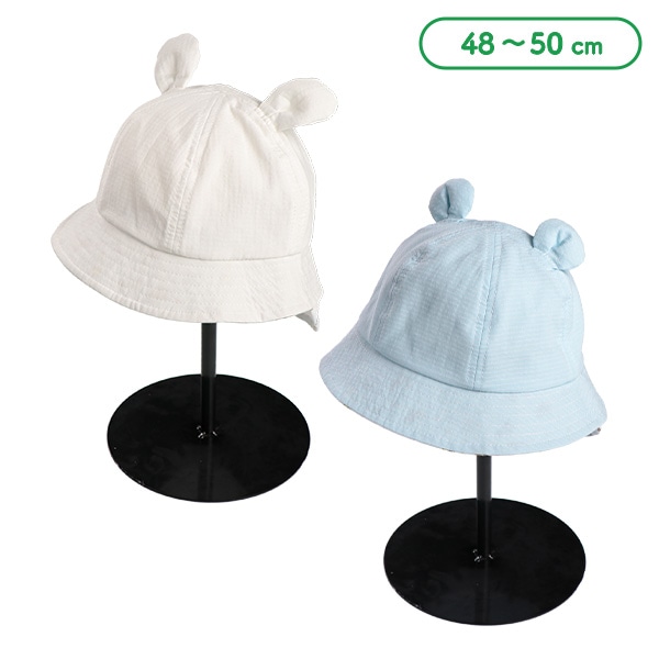 垂れ付き耳あり帽子（つば裏プリント）