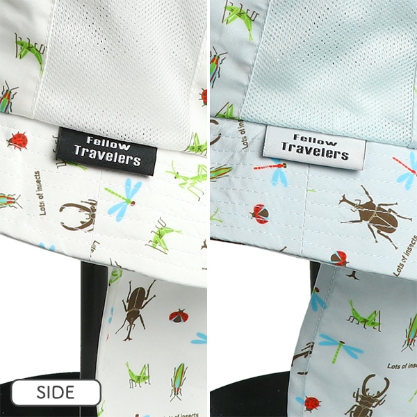 垂れ付きハット（昆虫総柄）