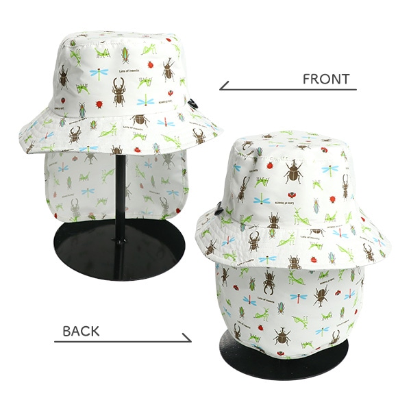 垂れ付きハット（昆虫総柄）