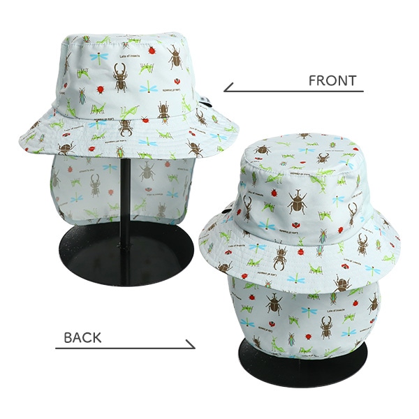 垂れ付きハット（昆虫総柄）