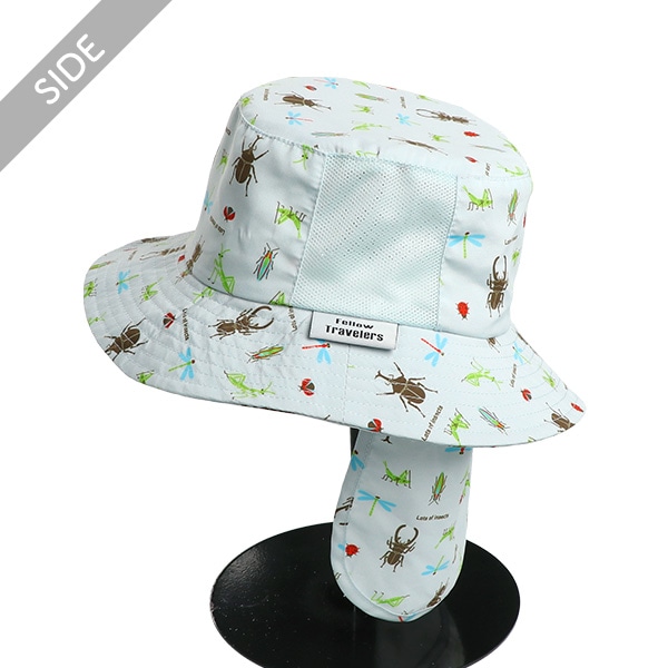 垂れ付きハット（昆虫総柄）