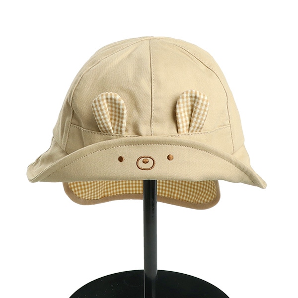 垂れ付きアニマル耳つば裏フェイスハット（くま・うさぎ）