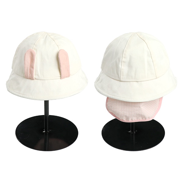 垂れ付きアニマル耳つば裏フェイスハット（くま・うさぎ）