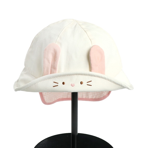 垂れ付きアニマル耳つば裏フェイスハット（くま・うさぎ）