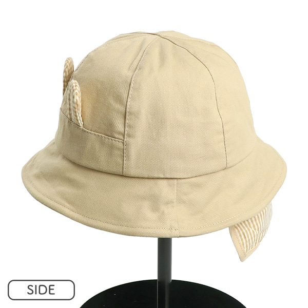 垂れ付きアニマル耳つば裏フェイスハット（くま・うさぎ）