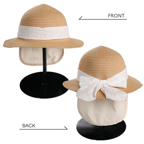 洗えるたためる垂れ付き帽子（太リボン）