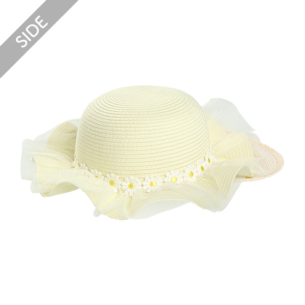 洗えるたためる垂れ付き帽子（チュール）