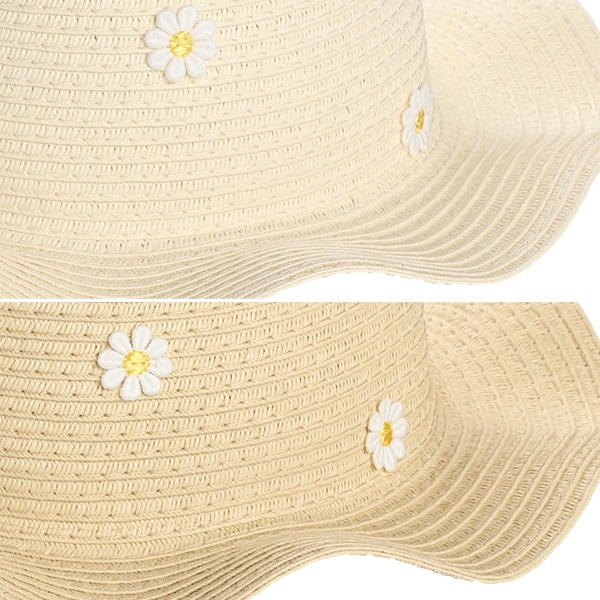 ペーパー波つば帽子（花モチーフ）