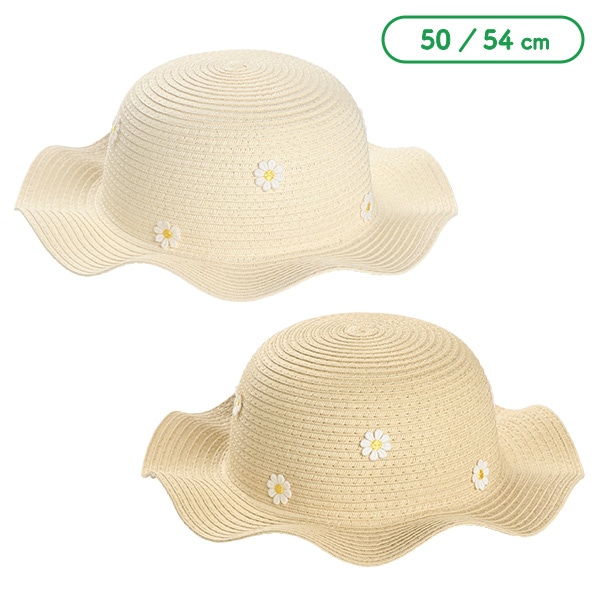 ペーパー波つば帽子（花モチーフ）