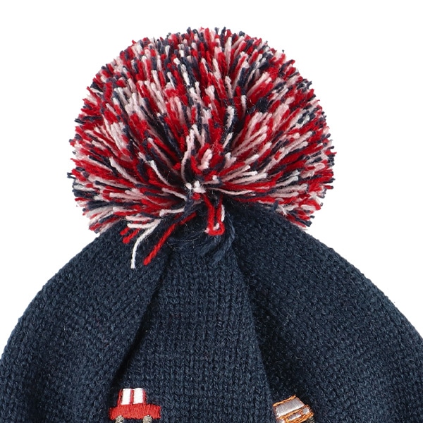 シコロ付きニット帽子（くるま刺繍）