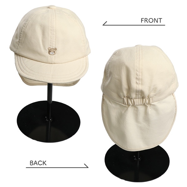 垂れ付き小つばキャップ（くま刺繍）