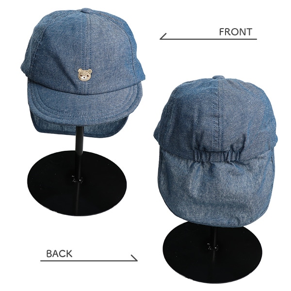 垂れ付き小つばキャップ（くま刺繍）