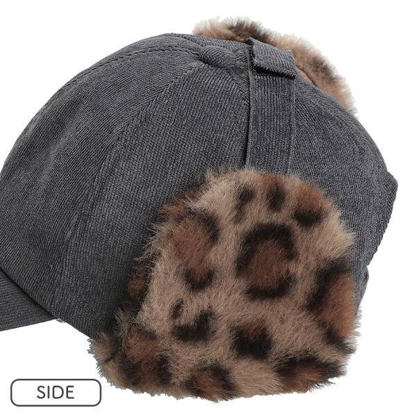 コーデュロイフライトキャップ（ヒョウ）