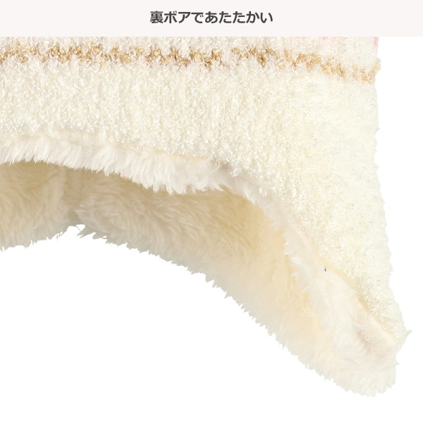 ブークレー裏ボア帽子（雪柄）