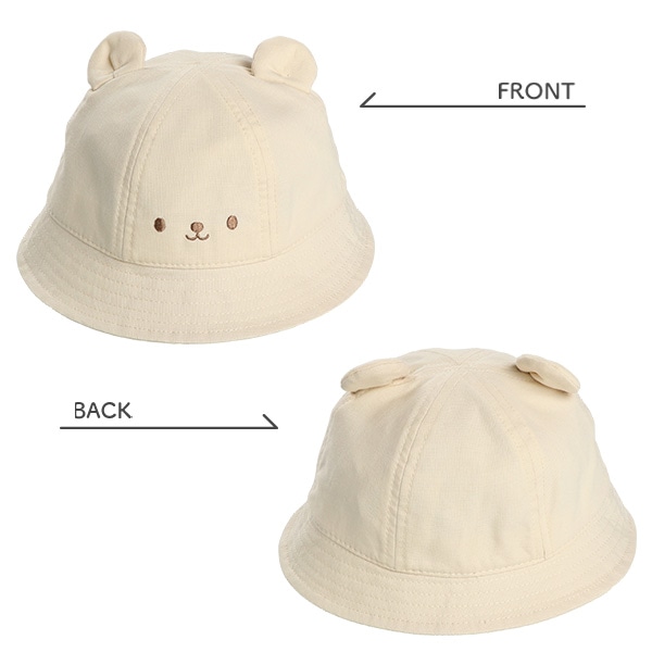 耳付きクロッシェ帽子（フェイス刺繍）