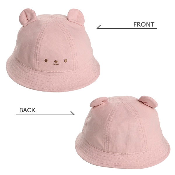 耳付きクロッシェ帽子（フェイス刺繍）