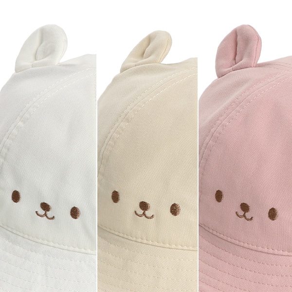 耳付きクロッシェ帽子（フェイス刺繍）