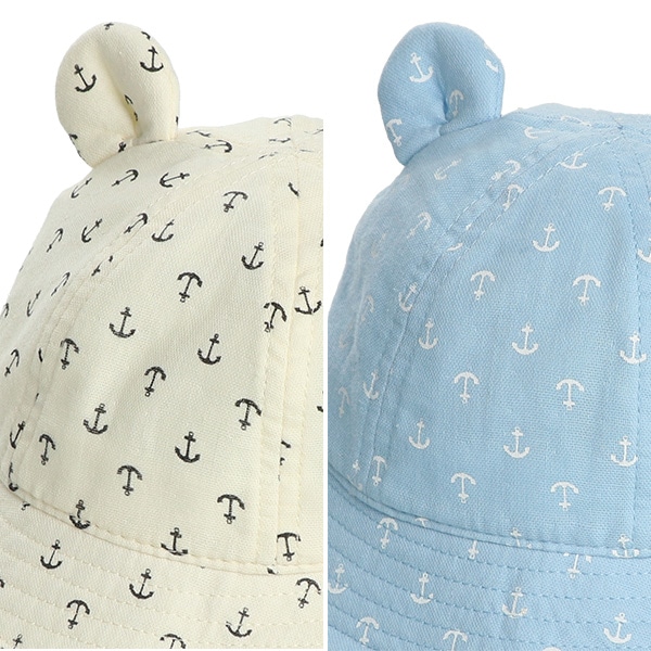 垂れ付き耳ありハット（イカリ柄）