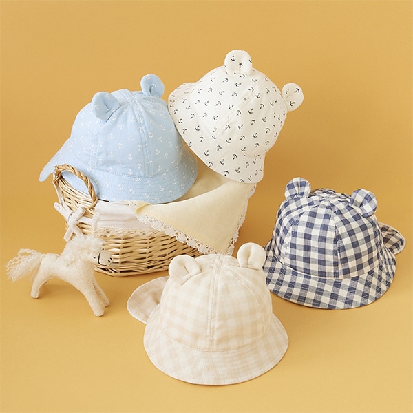 垂れ付き耳ありハット（チェック）