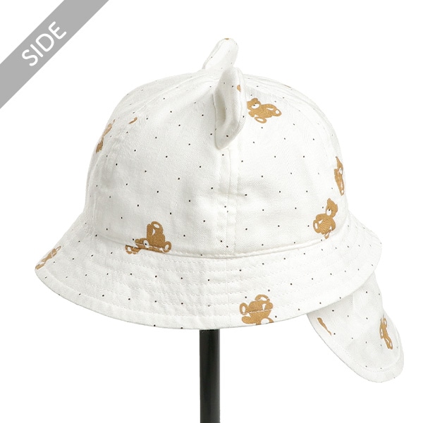 垂れ付き耳あり帽子（くまプリント）