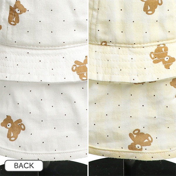 垂れ付き耳あり帽子（くまプリント）