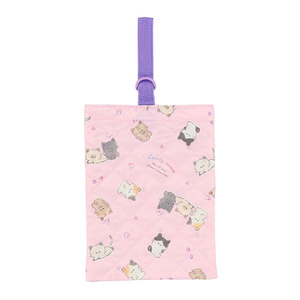 キルトシューズバッグ（ねこ）