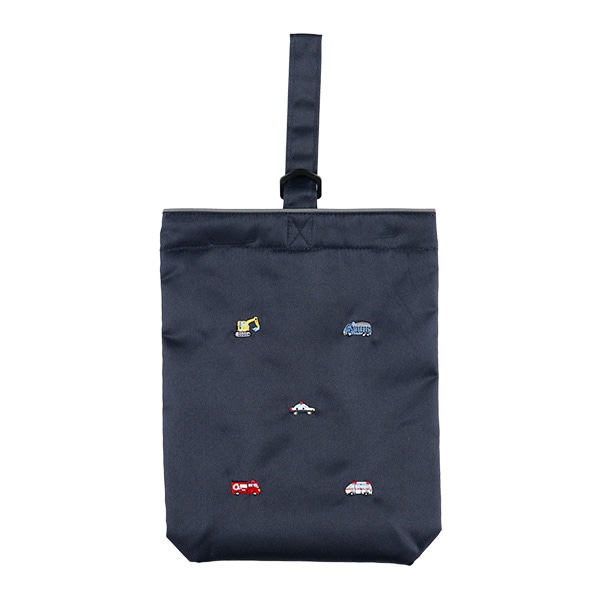 リフレクターシューズバッグ（くるま刺繍）