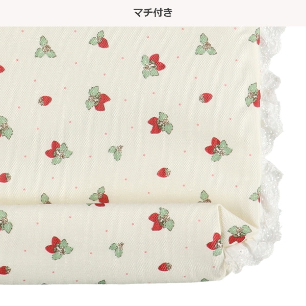 シューズバッグ（いちごギンガムリボン）