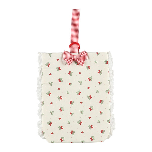 シューズバッグ(いちごギンガムリボン)