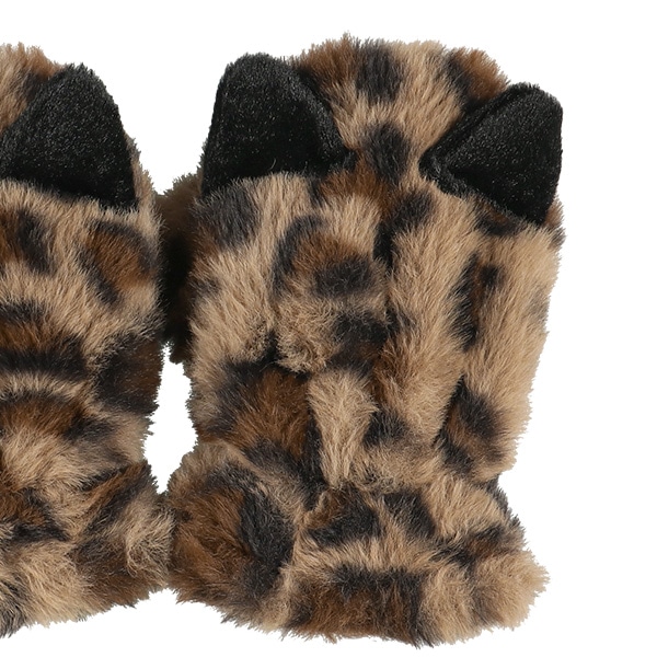 耳付きファーミトン（ヒョウ柄）（3-4才）