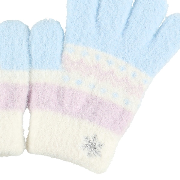 手袋（ボーダー雪結晶刺繍）（7-8才）