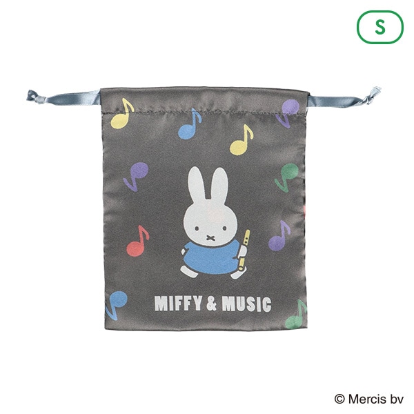 リボン巾着S（ミッフィー&ミュージック・ブラック）