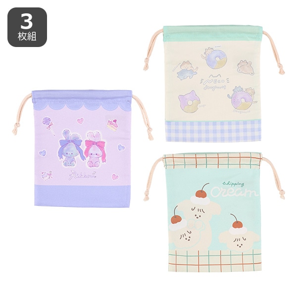 3枚組コップ巾着（ねこ・その他）