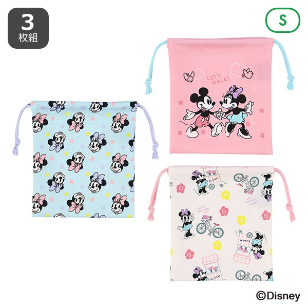 3枚組巾着S（ミニーマウス）