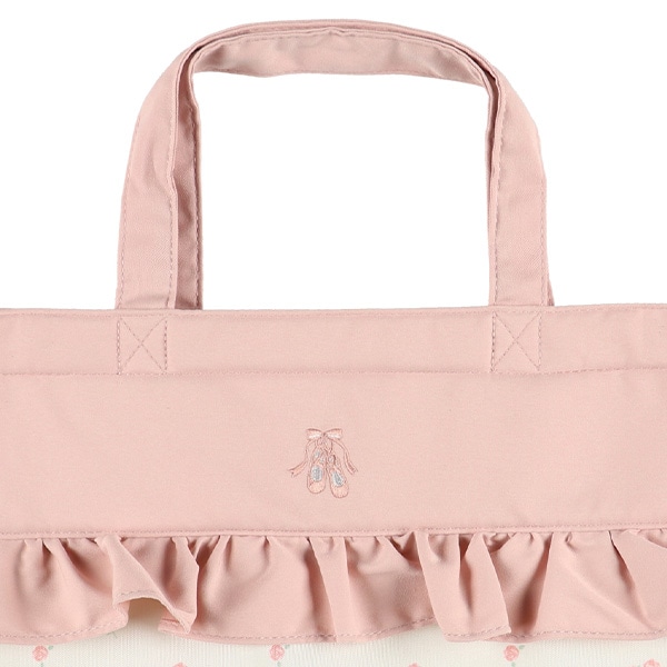 ショルダー付紐きレッスンバッグ（バラ）