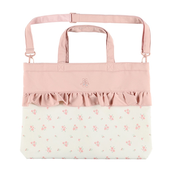 ショルダー付紐きレッスンバッグ（バラ）