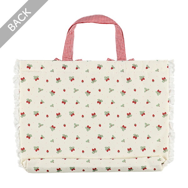 レッスンバッグ（いちごギンガムリボン）