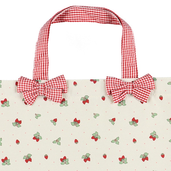 レッスンバッグ（いちごギンガムリボン）