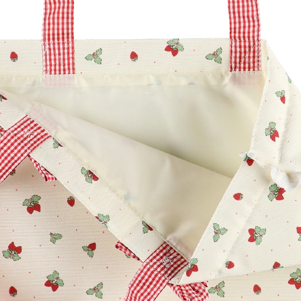 レッスンバッグ（いちごギンガムリボン）