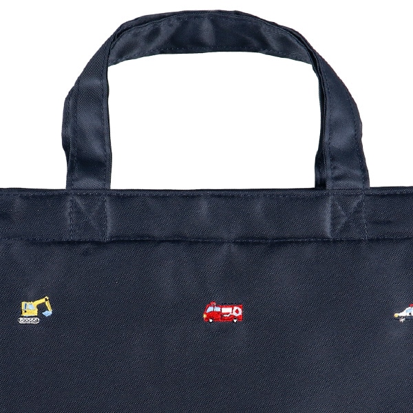 ショルダー紐付きレッスンバッグ（くるま刺繍）