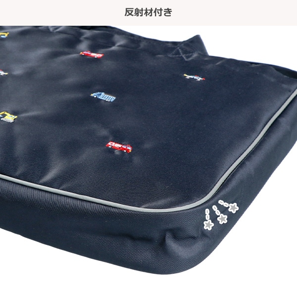 ショルダー紐付きレッスンバッグ（くるま刺繍）