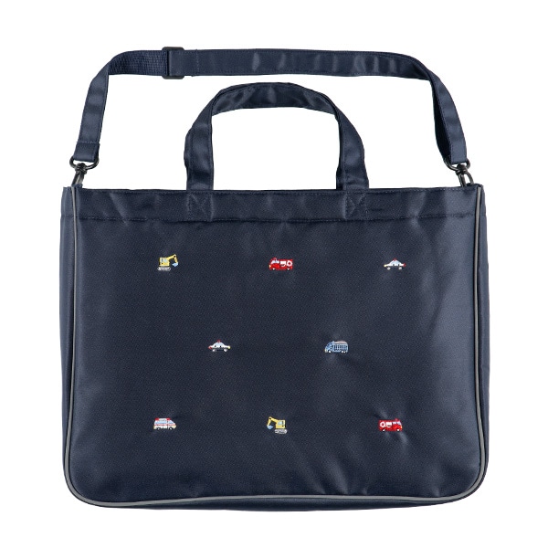 ショルダー紐付きレッスンバッグ（くるま刺繍）